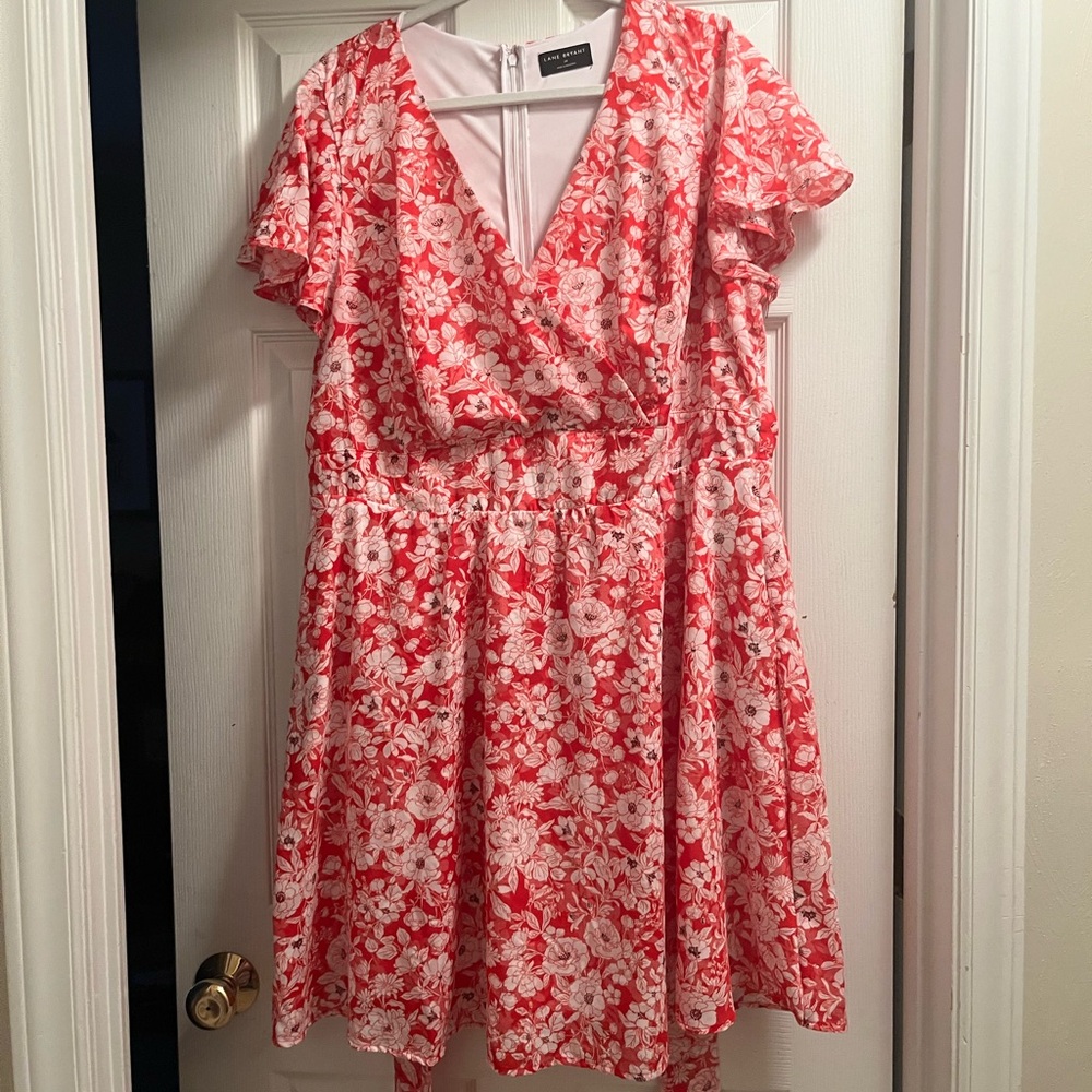 Lane Bryant Red and White Floral Dress